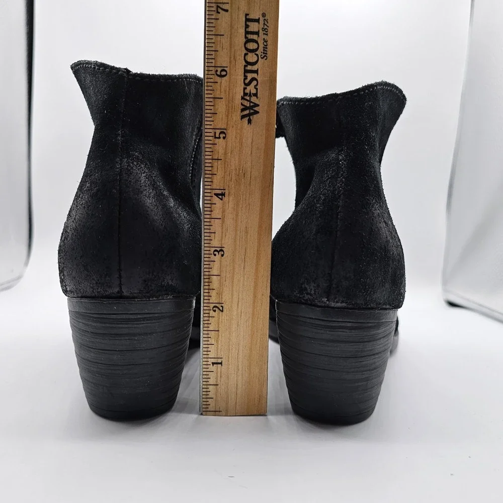 Born Boots Womens 9 Black Rough Michel Ankle Booties‎ Block Heel Zipper D89709